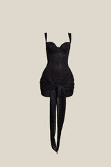 Tie Front Lace Mini in Black
