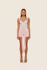 Tie Front Lace Mini in Pink