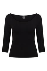 Black Boat Neck 3/4 Sleeve Top