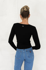 BZ Luxe Rib Long Sleeve Top Black