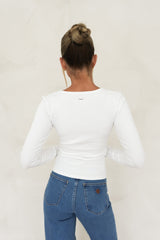 BZ Luxe Rib Long Sleeve Top White