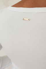 BZ Luxe Rib Long Sleeve Top White