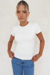 BZ Luxe Rib Tee White