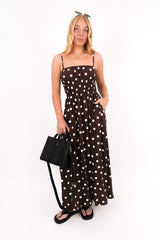 Clarissa Midi Dress Chocolate Polka Dot