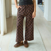 Audrey Mid Rise Wide Leg Pants, Black Cocoa Dot