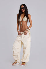 Ecru Parachute Cargo Pants