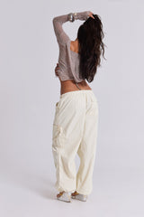 Ecru Parachute Cargo Pants