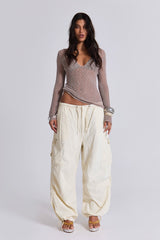 Ecru Parachute Cargo Pants