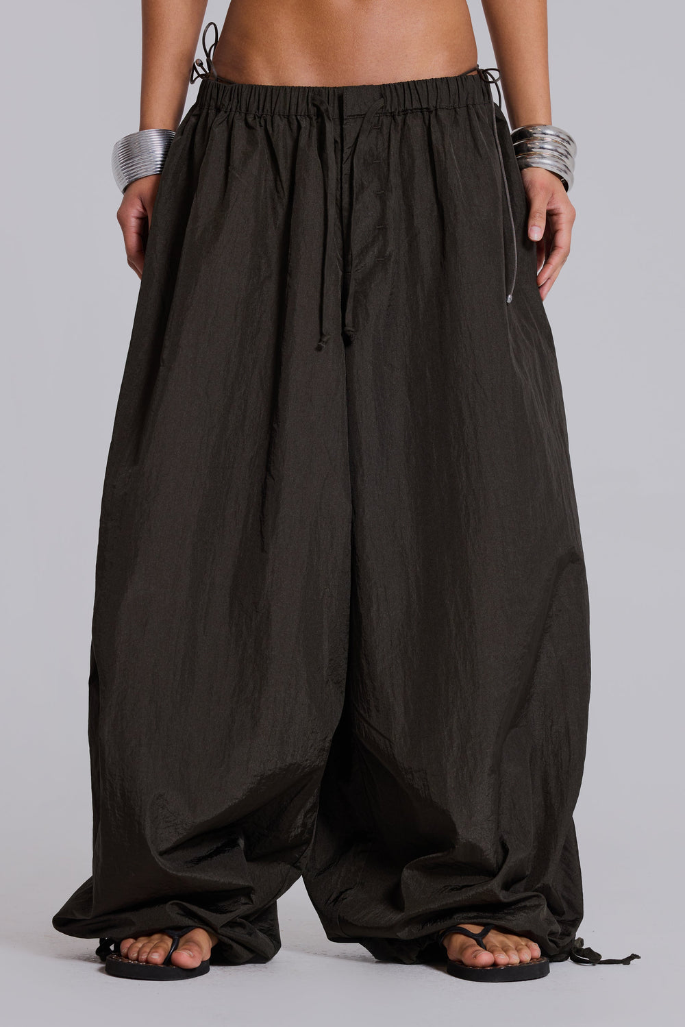 Nexis Nylon Balloon Parachute Pants in Khaki