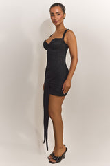 Tie Front Lace Mini in Black