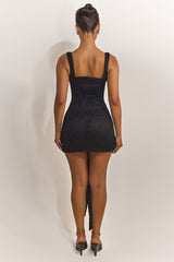 Tie Front Lace Mini in Black