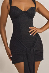 Tie Front Lace Mini in Black
