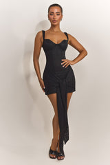 Tie Front Lace Mini in Black