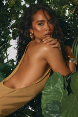 The Lux Backless Full Length Maxi Dress in Olive