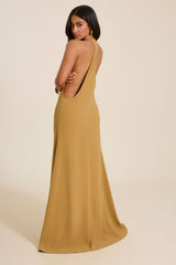 The Lux Backless Full Length Maxi Dress in Olive