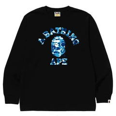 BAPE Style Arch Logo Camo Ape Head Long-Sleeve Tee - Black/Blue