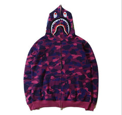 BAPE Shark Purple Camo Full‑Zip Hoodie