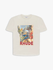 RHUDE letter printed 25S American retro printed short sleeved T-shirt for men and women, loose round neck street pure cotton top (16)