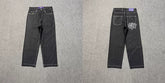 ADWYSD Sun‑Logo Contrast‑Stitch Baggy Black Denim Jeans
