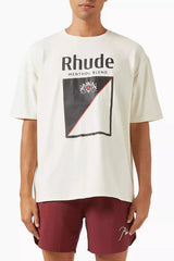 RHUDE letter printed 25S American retro printed short sleeved T-shirt for men and women, loose round neck street pure cotton top (19)