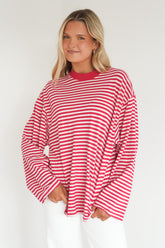 Paloma Long Sleeve Stripe Tee Red