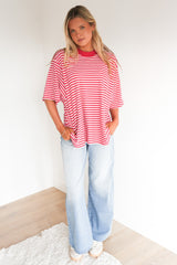 Paloma Oversized Stripe Tee Red