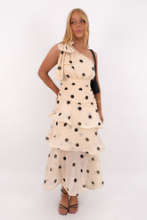 Seema Midi Dress Beige Polka Dot