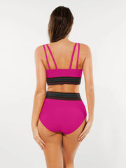 Boho Trim High Waist Tummy Control Bikini Set