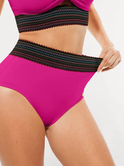 Boho Trim High Waist Tummy Control Bikini Set