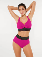 Boho Trim High Waist Tummy Control Bikini Set