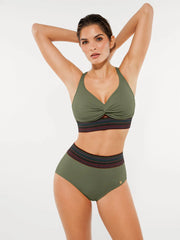Boho Trim High Waist Tummy Control Bikini Set