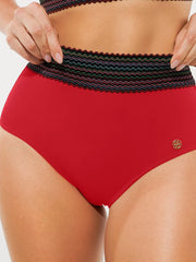 Boho Trim High Waist Tummy Control Bikini Set