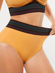Boho Trim High Waist Tummy Control Bikini Set