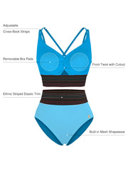 Boho Trim High Waist Tummy Control Bikini Set