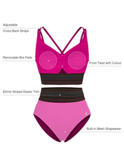 Boho Trim High Waist Tummy Control Bikini Set