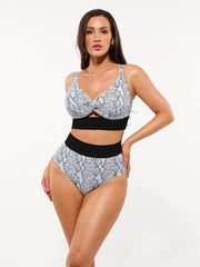 Boho Trim High Waist Tummy Control Bikini Set