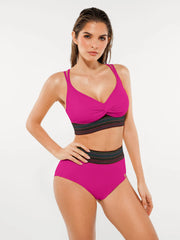 Boho Trim High Waist Tummy Control Bikini Set