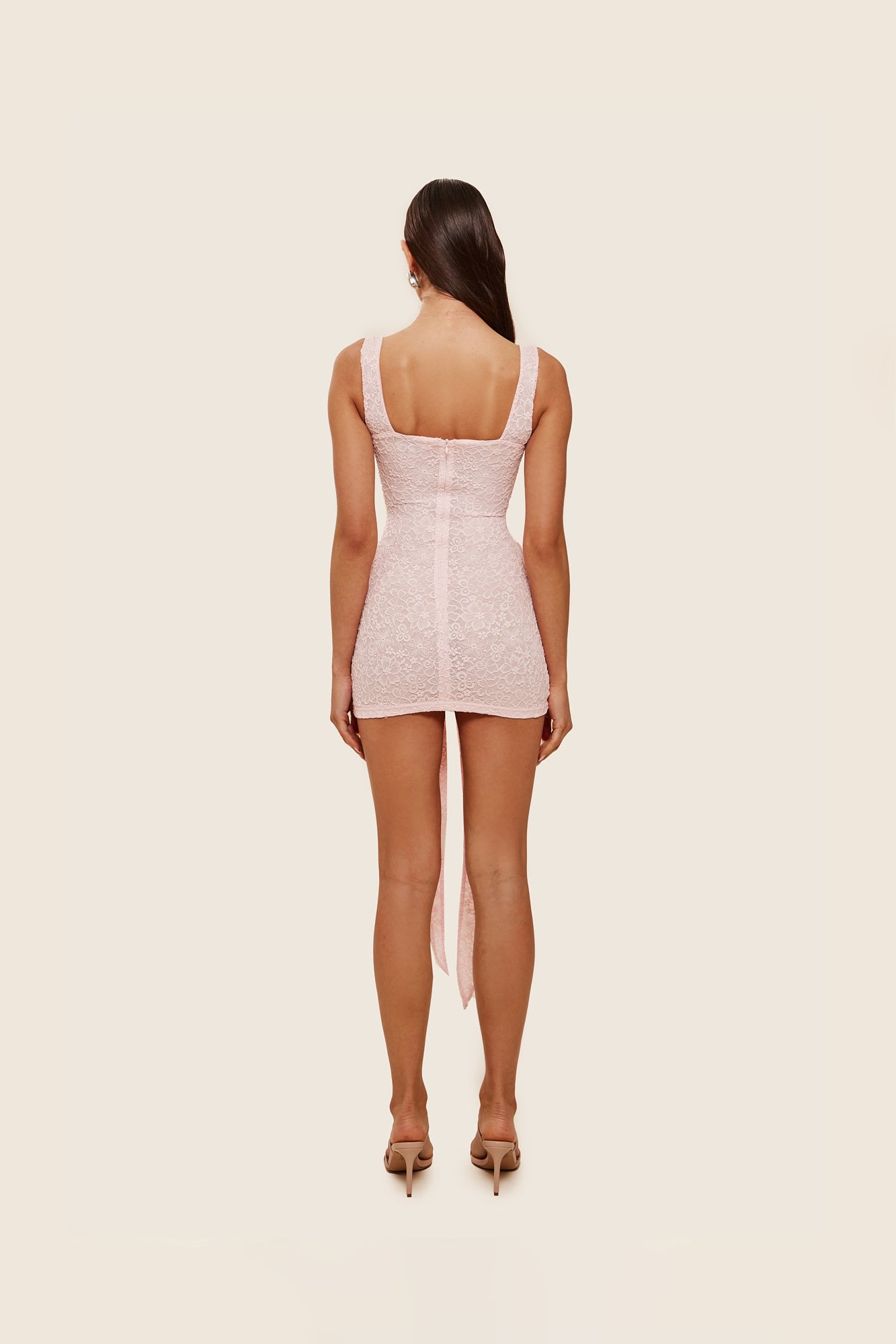 Tie Front Lace Mini in Pink