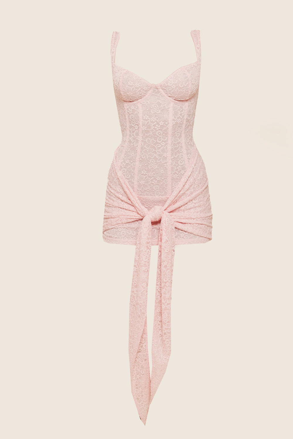 Tie Front Lace Mini in Pink