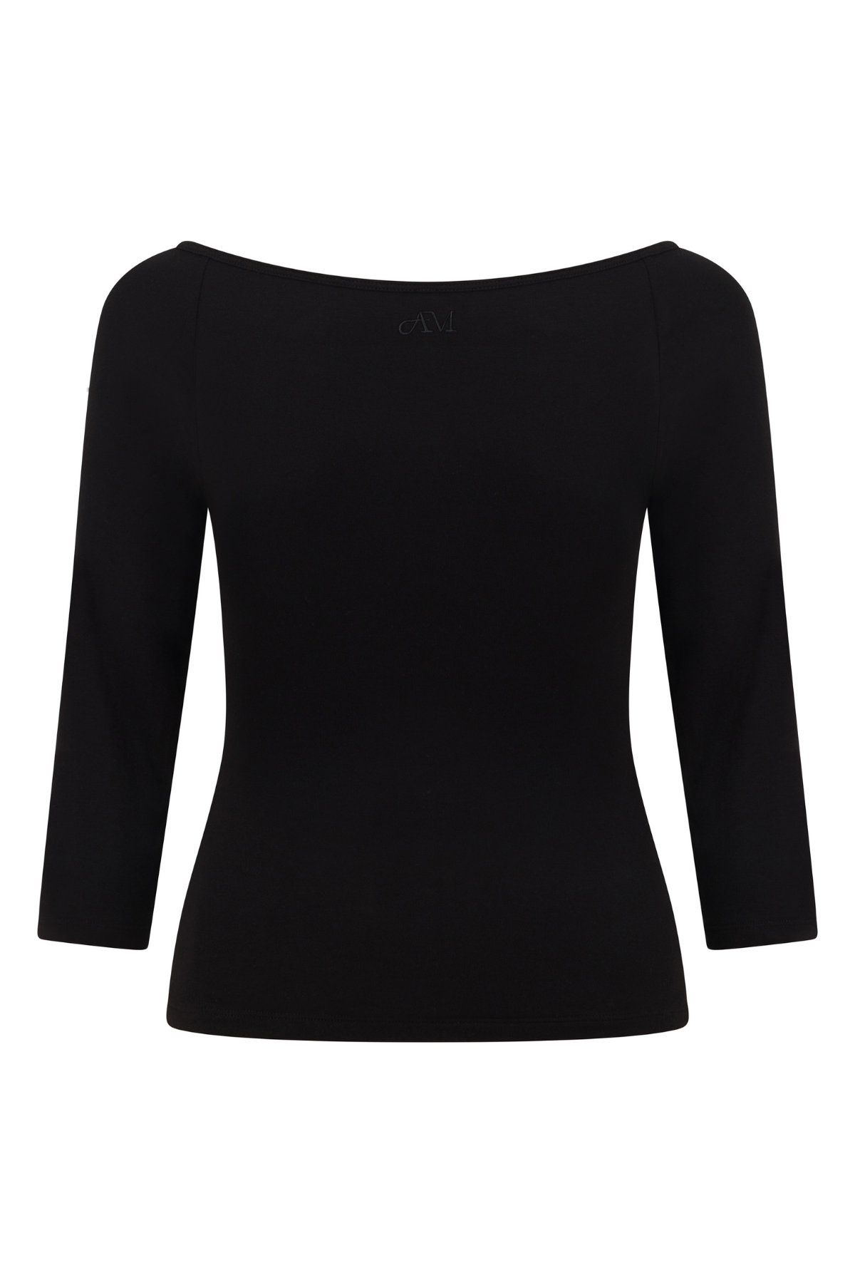 Black Boat Neck 3/4 Sleeve Top