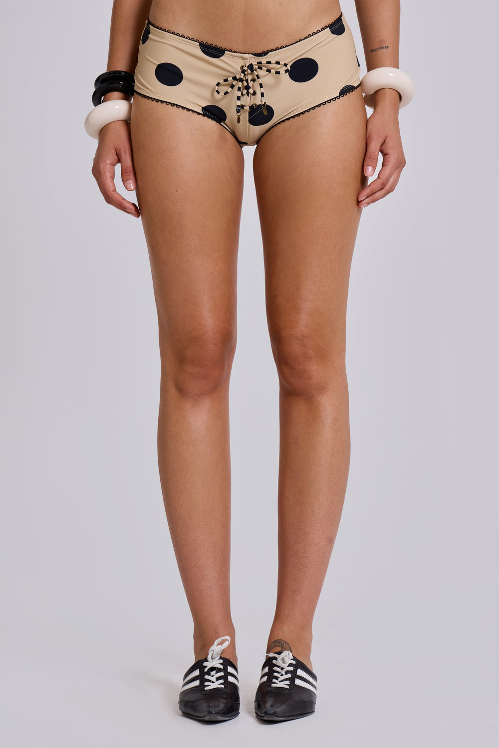 Lola Mini Short Bikini Bottoms in Polkadot Stripe