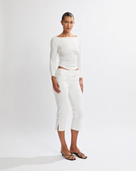 Samantha Quarter Sleeve Top White