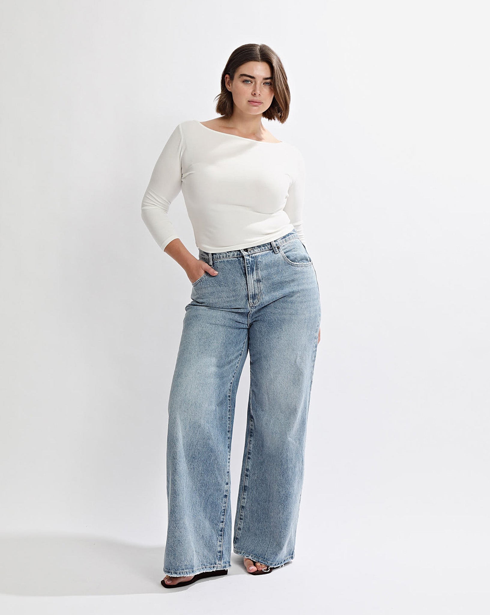 Samantha Quarter Sleeve Top White