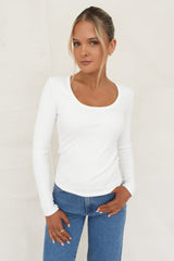 BZ Luxe Rib Long Sleeve Top White