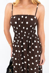 Clarissa Midi Dress Chocolate Polka Dot