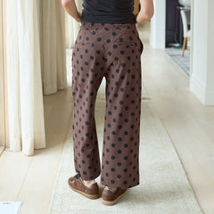 Audrey Mid Rise Wide Leg Pants, Black Cocoa Dot
