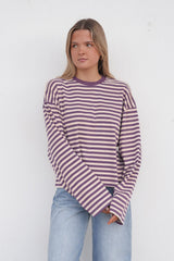 Haylee Long Sleeve Stripe Tee Purple