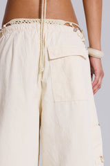 Ecru Parachute Cargo Pants