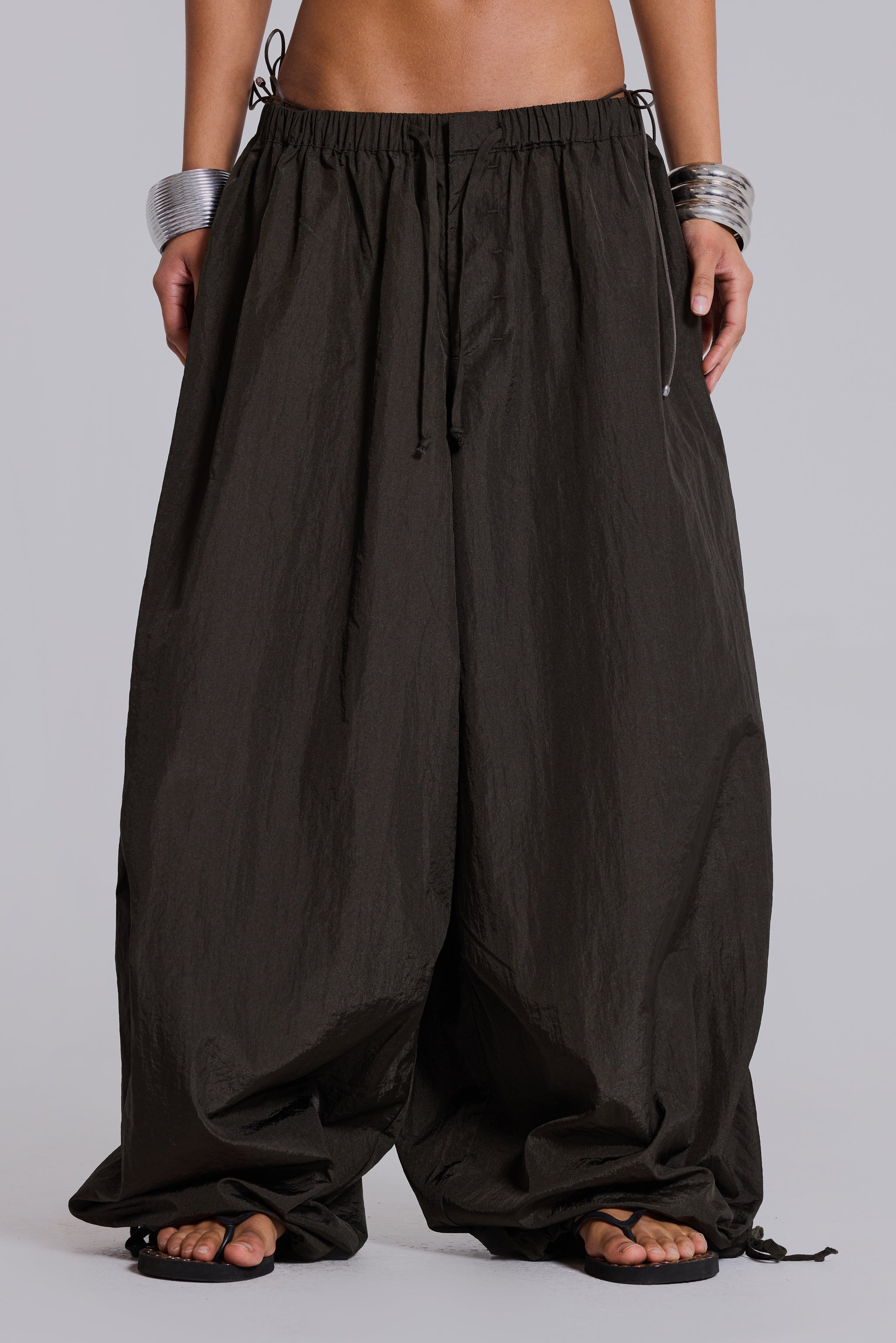 Nexis Nylon Balloon Parachute Pants in Khaki