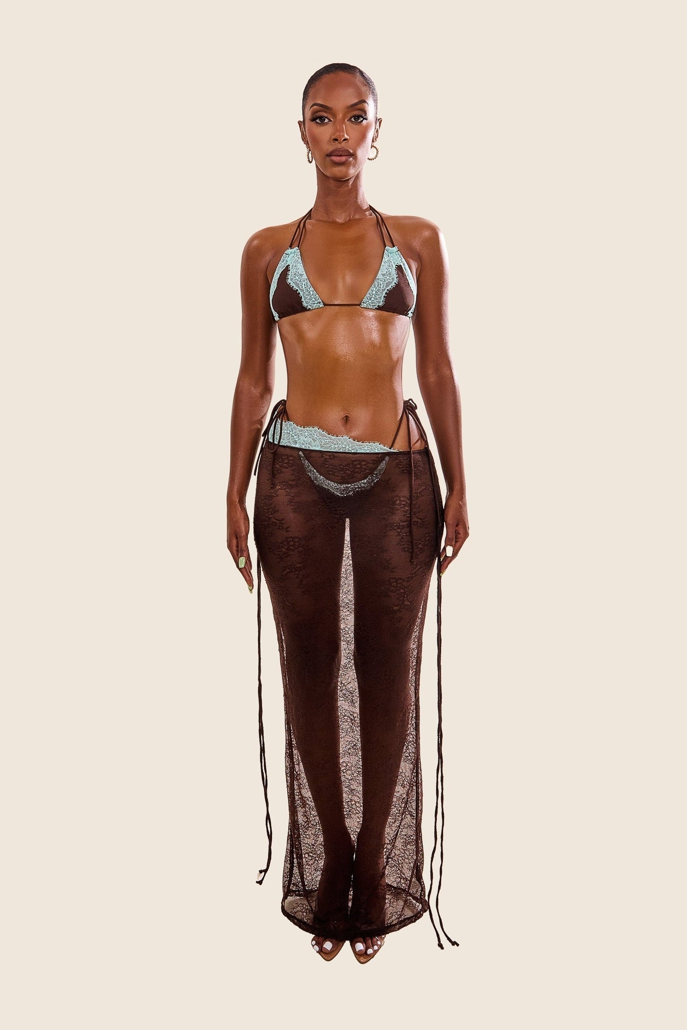 The Taliyah Lace Bikini Set in Brown